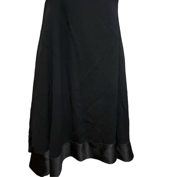 Linda Allard Ellen Tracy Sleeveless Satin Trim Black Fit Flare Dress Womens Sz 4 - Picture 6 of 11